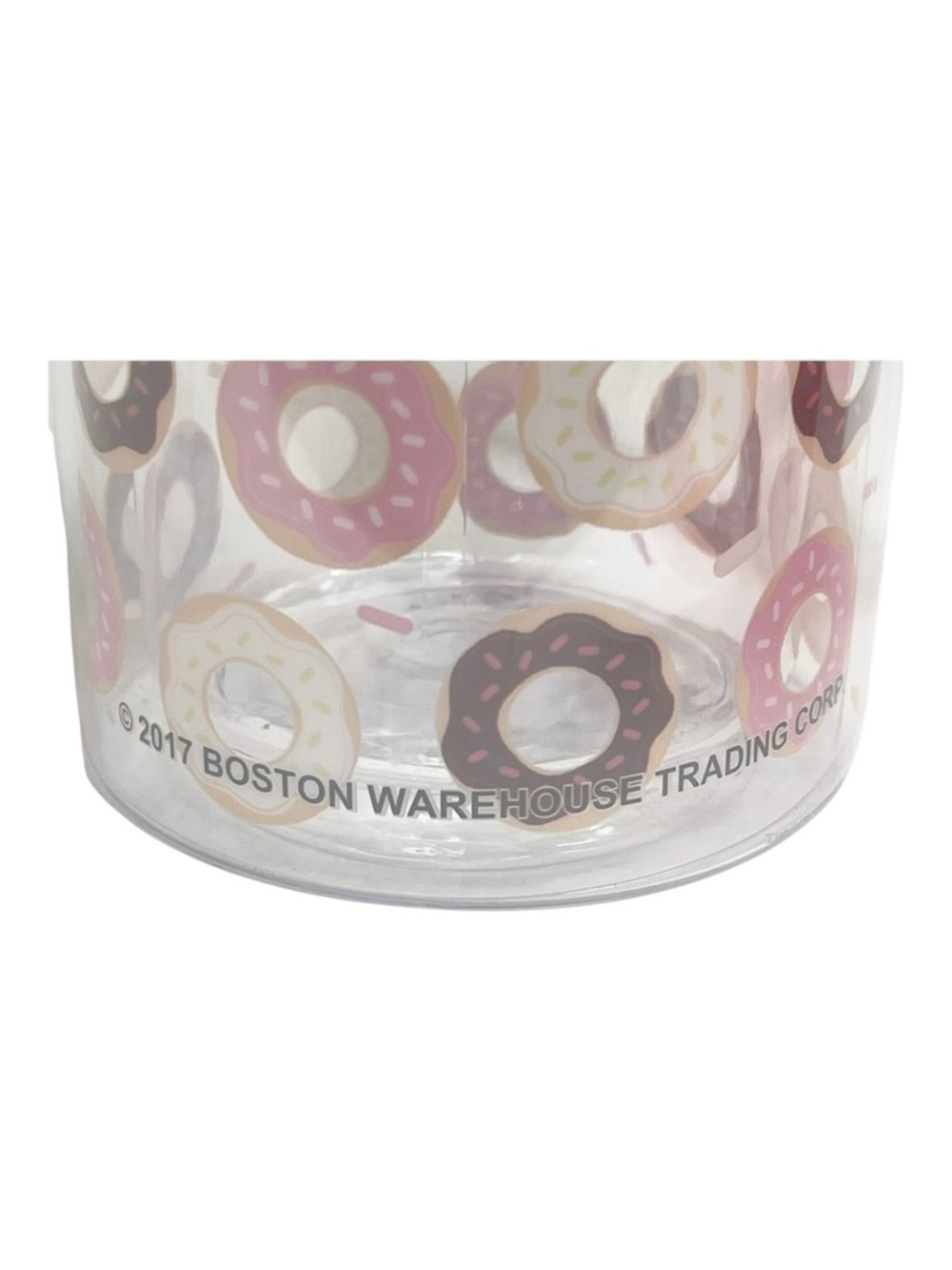 new Boston Warehouse 𖦹 BPA Free Water Bottle 𖦹 Clear Donut Print 𖦹 20 oz 𖦹 - Picture 11 of 16